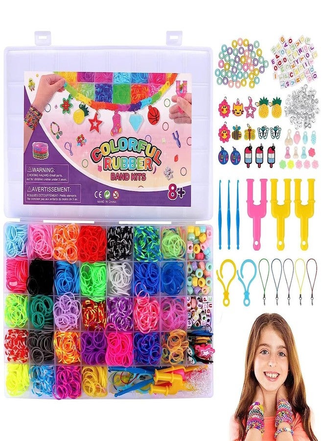 Homeaura 2500Pcs+ Loom Bands Making Kit for Kids Girls Rainbow Looms Rubber Band Craft Friendship Bracelet Maker Loom Band Set with Braiding Tools Letter Beads & Cute Pendants Multicolour - Image 1